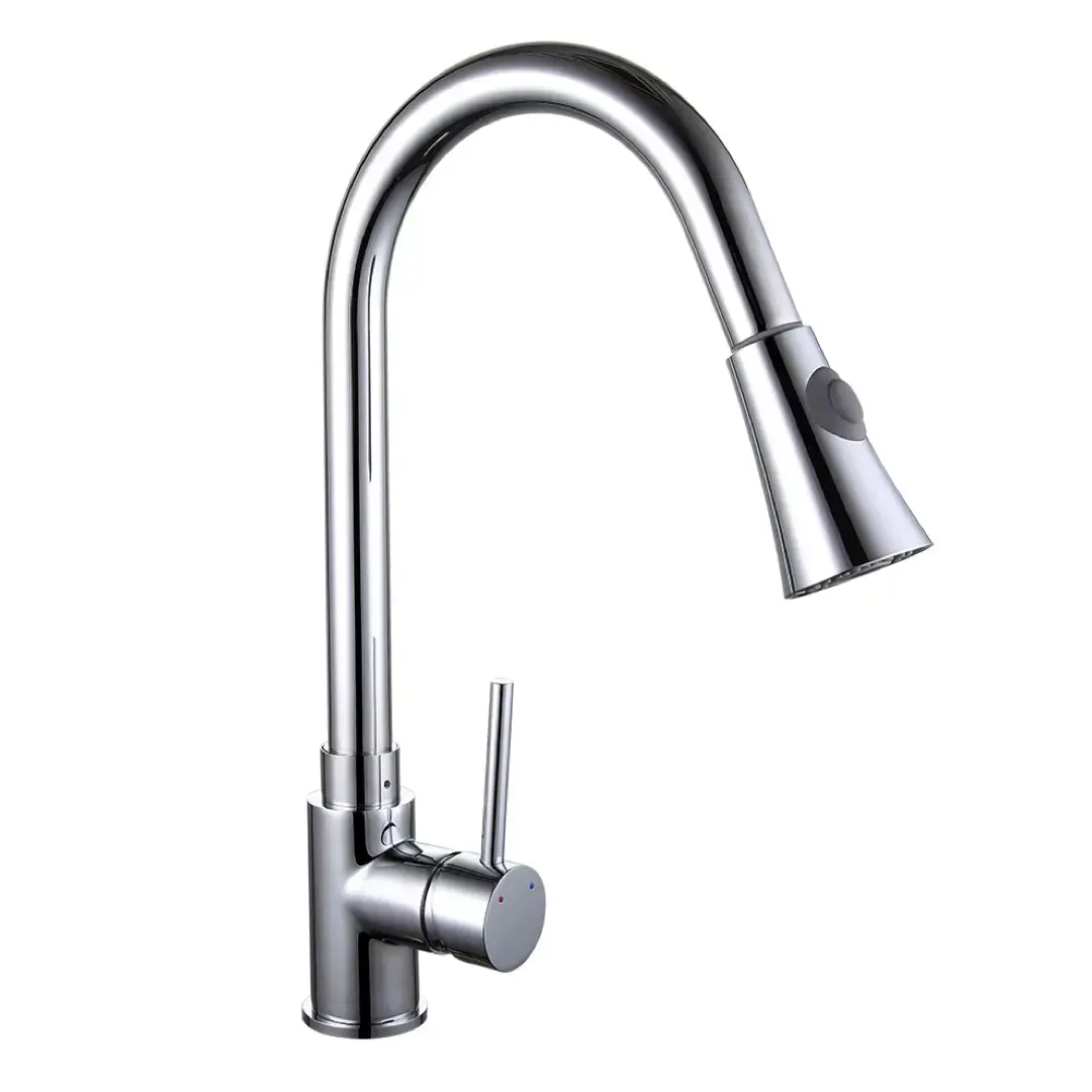 Смеситель для кухни Frap F6052 с выдвижным изливом, хром