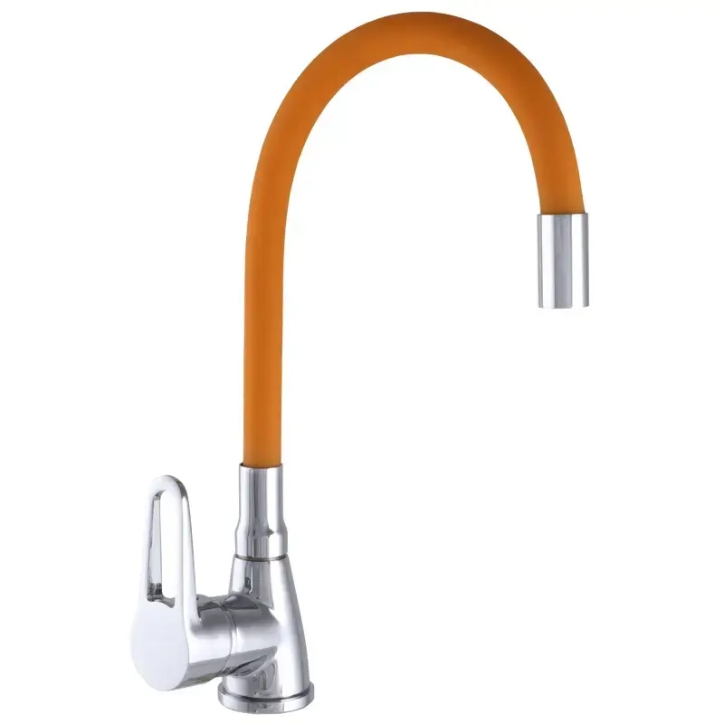 Смеситель для кухни Wezer SOP4-R045 с гибким изливом, оранжевый матовый