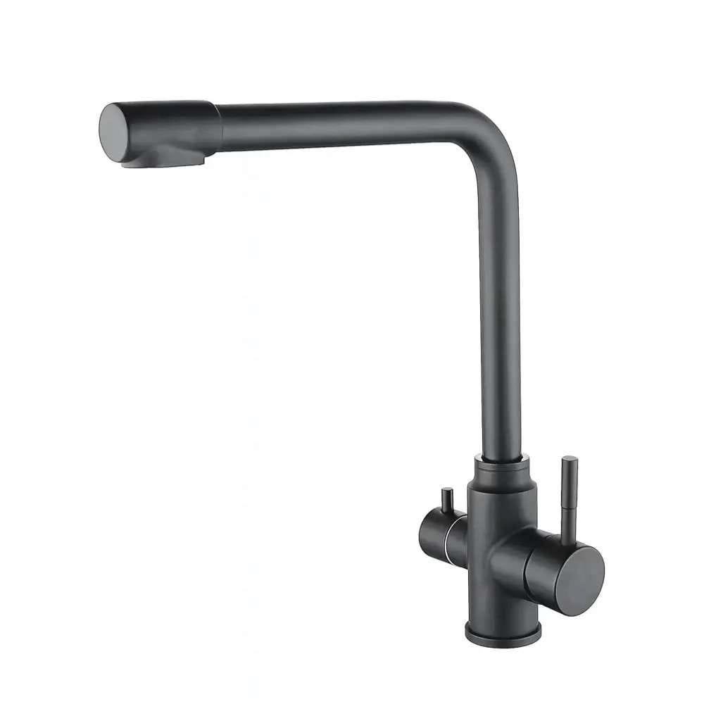 Смеситель для кухни Wezer EKO4C-01-GUNGREY на две воды, графит