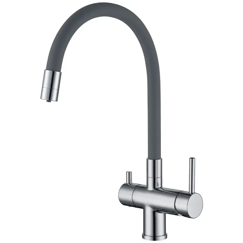 Смеситель для кухни Gappo G4398-30 двухрычажный, серый/хром