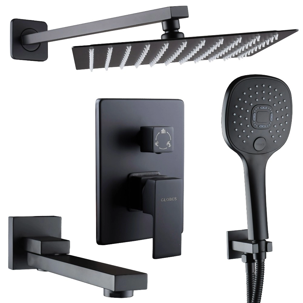 Душевая система Globus Lux Smart скрытого монтажа, латунь, черная (GLM-305N-BB)