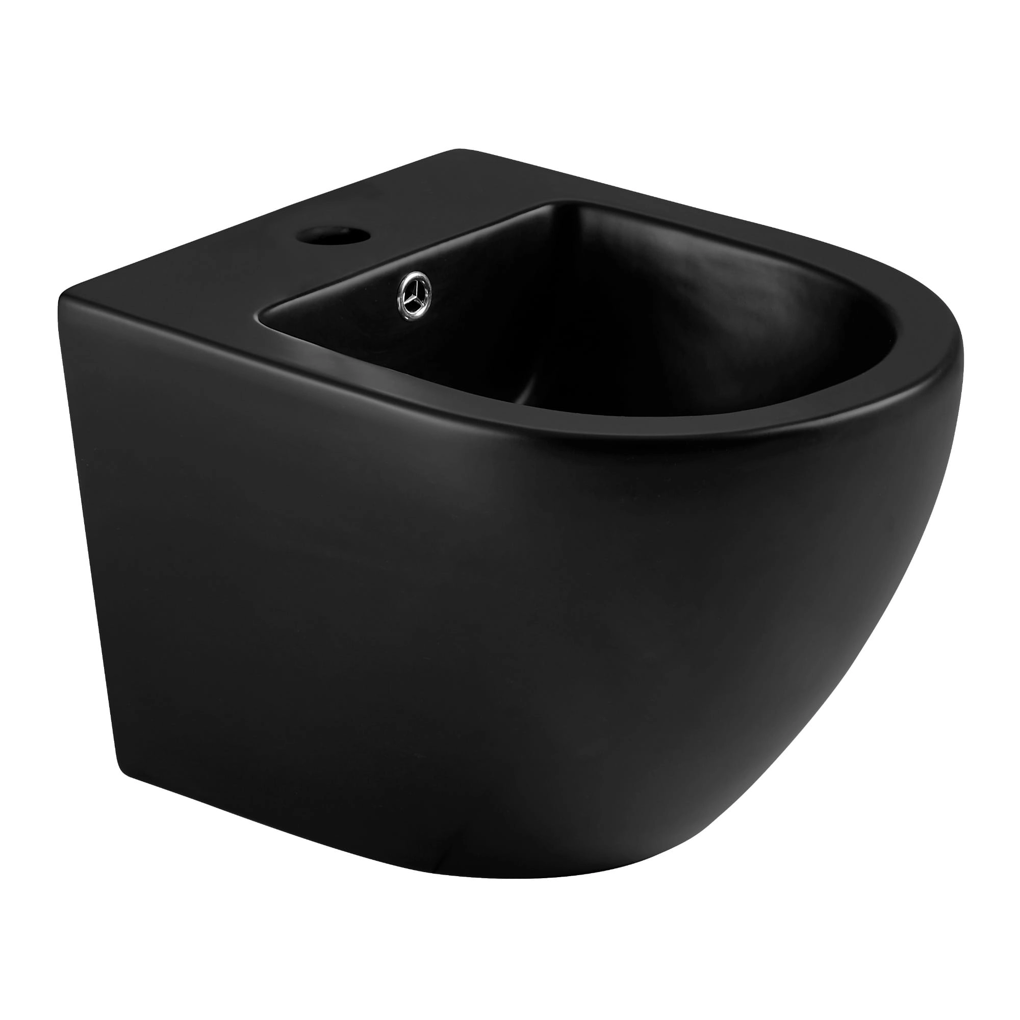 Биде подвесное Imprese Lesna 370x495 овальное, без сиденья, черное матовое (i11547 black)