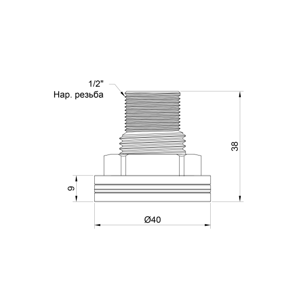 Врезка для бака Thermo Alliance Standard 1/2" Н, латунна ...