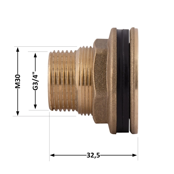 Врезка для бака Thermo Alliance Standard 3/4" Н, латунна ...