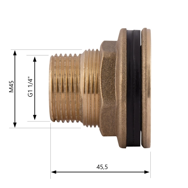 Врезка для бака Thermo Alliance Standard 1 1/4" Н, латун ...