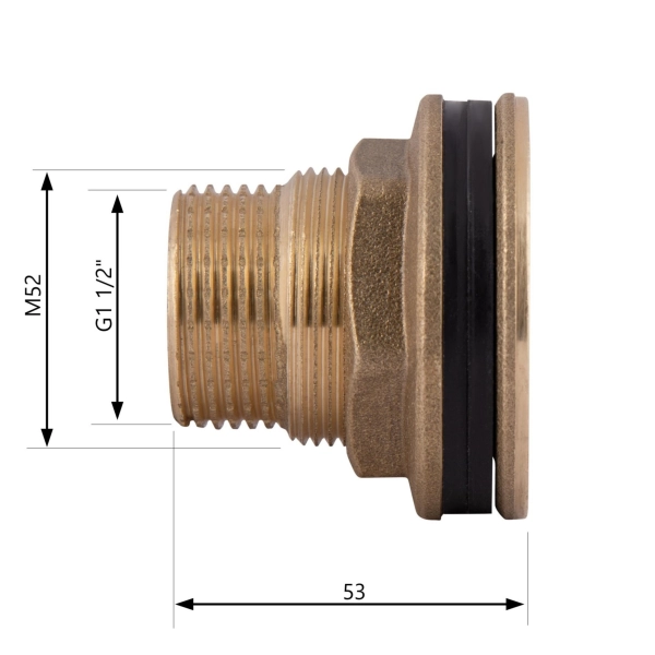 Врезка для бака Thermo Alliance Standard 1 1/2" Н, латун ...