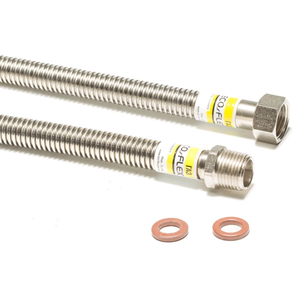 Газовый шланг Eco‑Flex Стандарт ВН 3/4"x3/4" 2,0м нержав ...