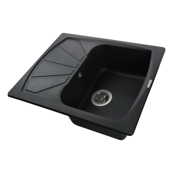 Гранитная мойка Globus Lux TANA черный металлик 610х500м ...
