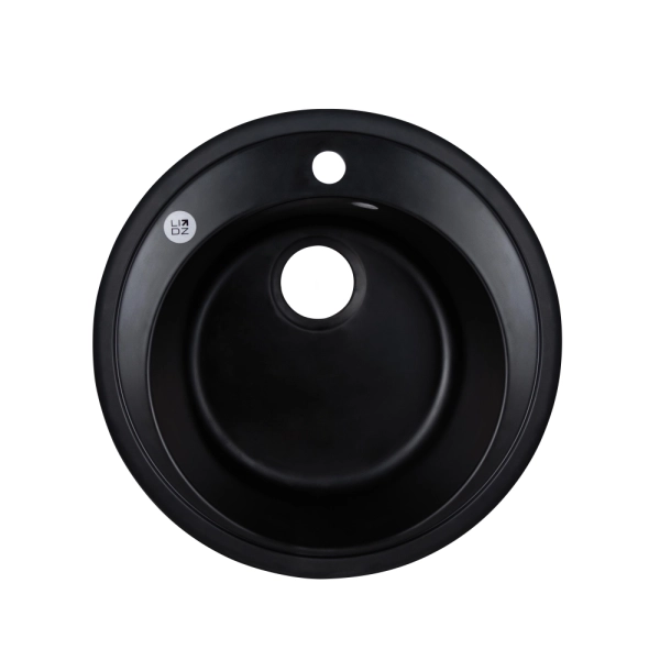 Гранитная мойка Lidz 510x510 врезная, круглая, черная ма ...