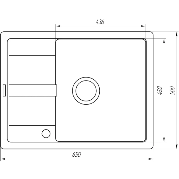Гранитная мойка Globus Lux One 650x500 накладная, прямоу ...