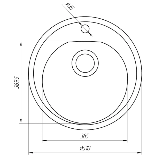 Гранитная мойка Globus Lux Martin 510x510 накладная, кру ...