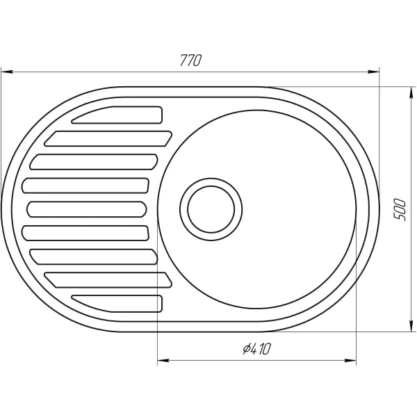 Гранитная мойка Globus Lux ARNO 620x500 накладная, оваль ...