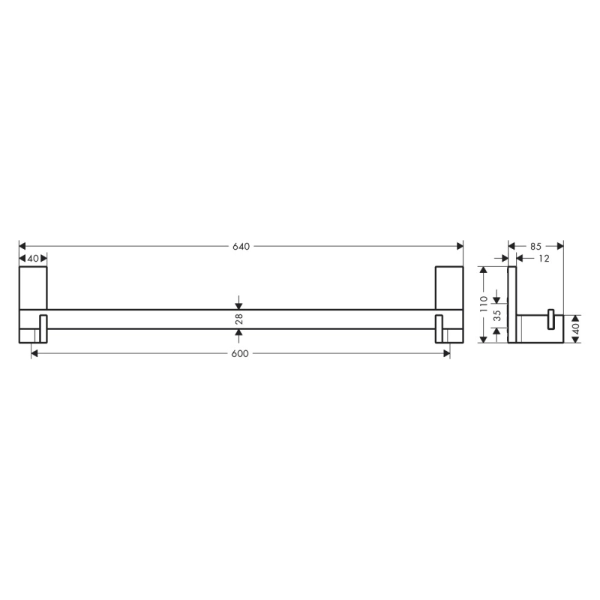 Полотенцедержатель Axor Universal Rectangular металл, хр ...