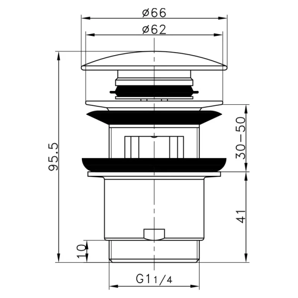 Донный клапан Frap F60 1 1/4" для раковины, хром