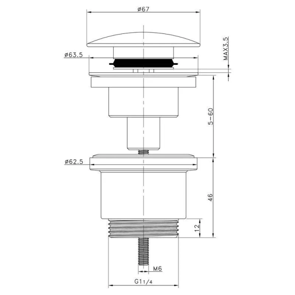 Донный клапан Frap F62-8 1 1/4" для раковины, хром