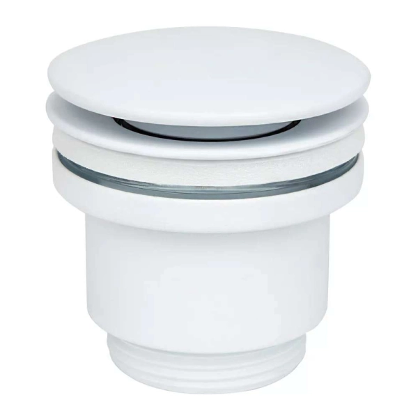 Донный клапан Wezer 1 1/4″ для раковины, белый матовый ( ...