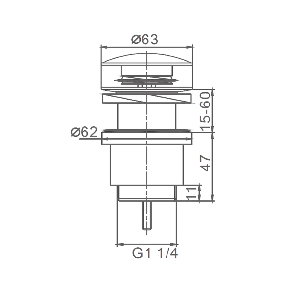 Донный клапан Frap F62-9 1 1/4" для раковины, серый