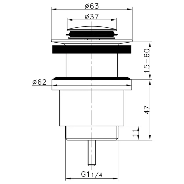 Донный клапан Frap F61 1 1/4" для раковины, хром
