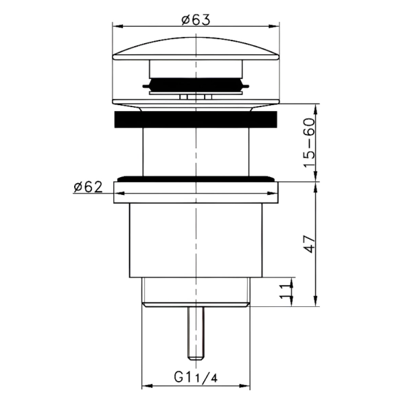 Донный клапан Frap F62-7 1 1/4" для раковины, черный