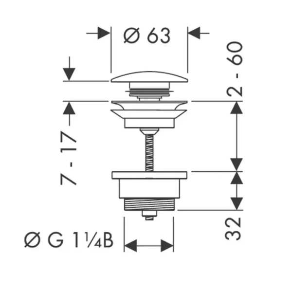 Донный клапан Hansgrohe 1 1/4″ Push-Open для умывальника ...