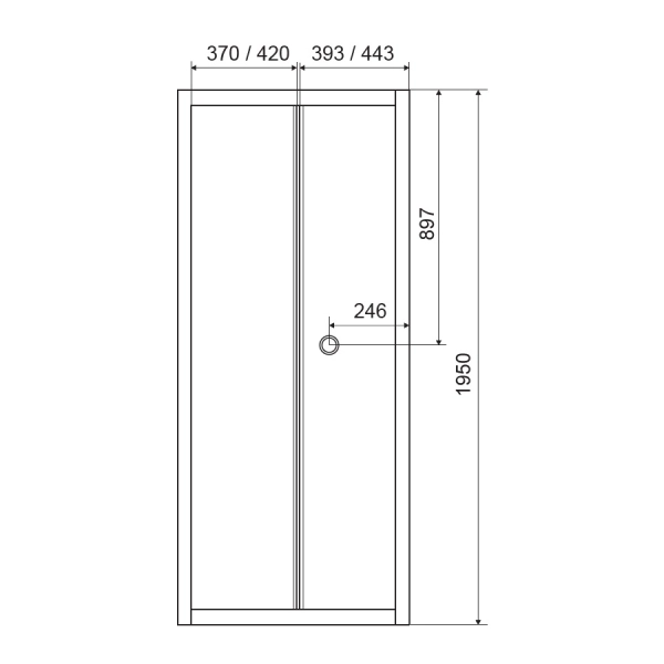 Двері bifold 90*195, профіль хром, скло прозоре 5мм