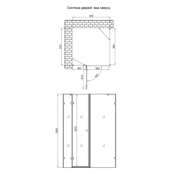 Душевая кабина Qtap Capricorn 200x100x100 стекло 6 мм, б ...