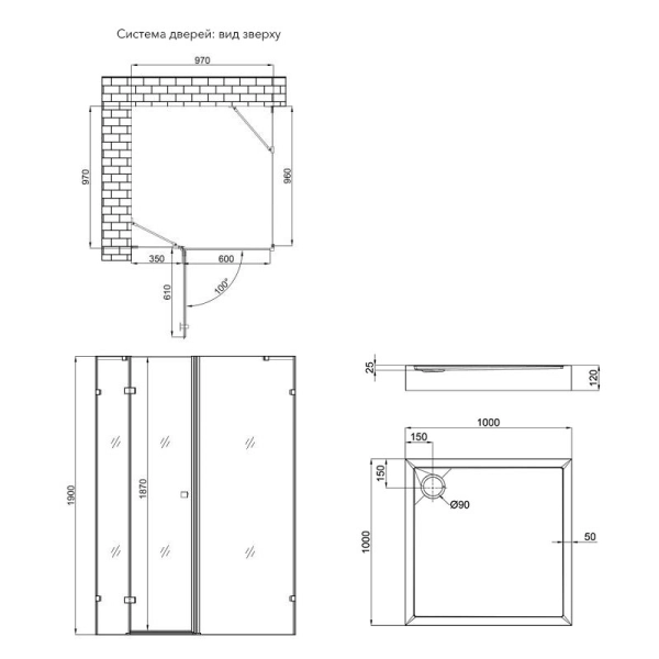 Душевая кабина Qtap Capricorn CRM1011SC6 202x100x100 сте ...