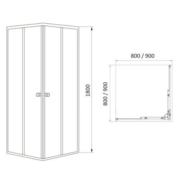 Душевая кабина RJ Velum 180x90x90 стекло 4 мм, без поддо ...