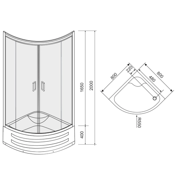 Душевая кабина Eger Tisza Mely 200x80x80 стекло 4 мм, с  ...