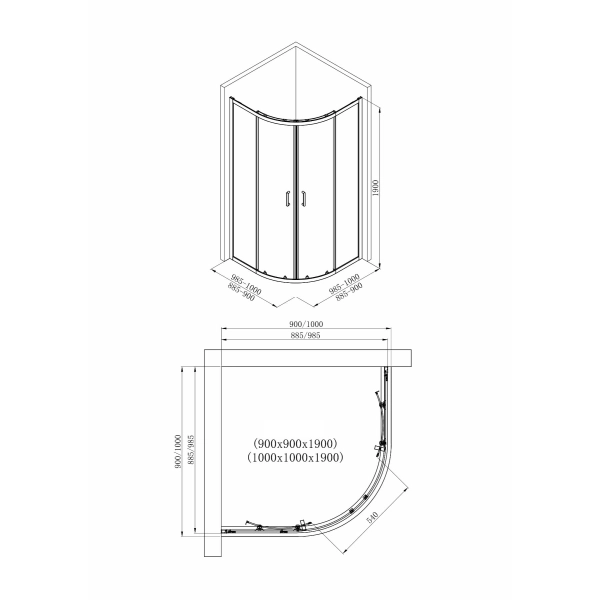 Душевая кабина Impese Valtice New 190x90x90 стекло 6 мм, ...