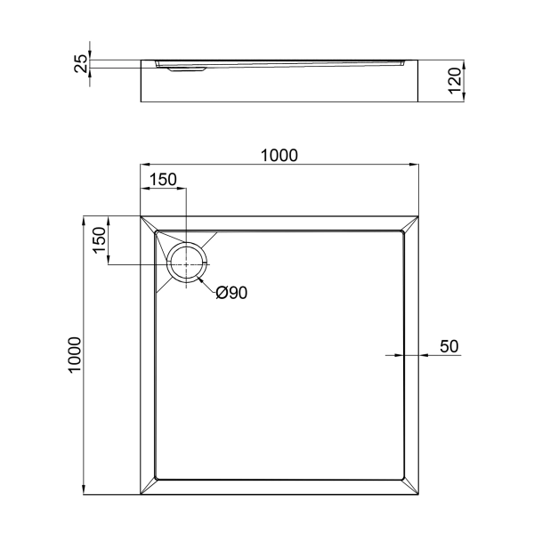 Душевой поддон Q-tap Tern 100x100 квадратный, белый (TER ...