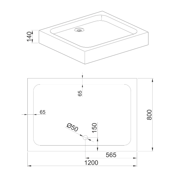 Душевой поддон VOLLE 120x80 прямоугольный, белый (4400.1 ...