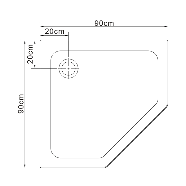 Душевой поддон RJ Duct 90x90 пятиугольный, белый (90RZ07 ...