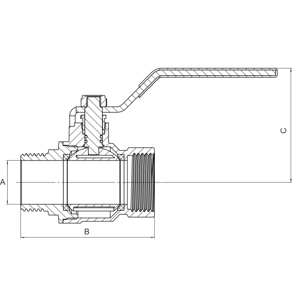 Шаровой кран ASG 1″ ВН прямой, латунь (6552937)