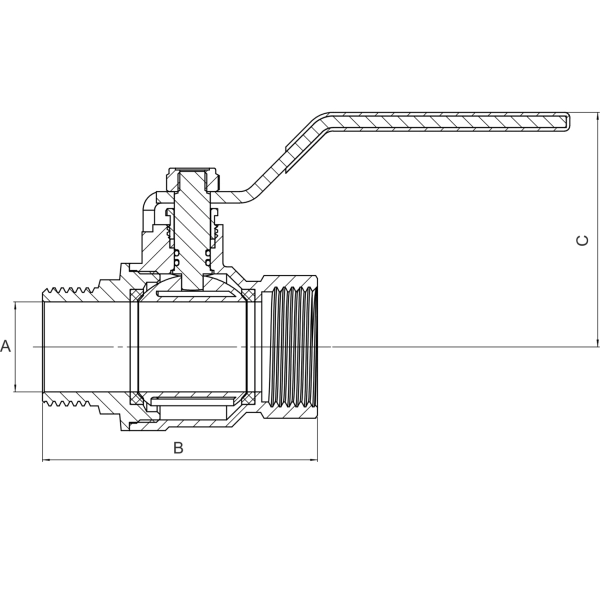 Шаровой кран ASG+ 1″ ВН прямой, латунь (6553010)