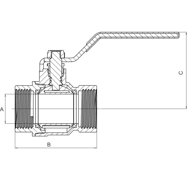 Шаровой кран ASG+ 1″ ВВ прямой, латунь (6553011)