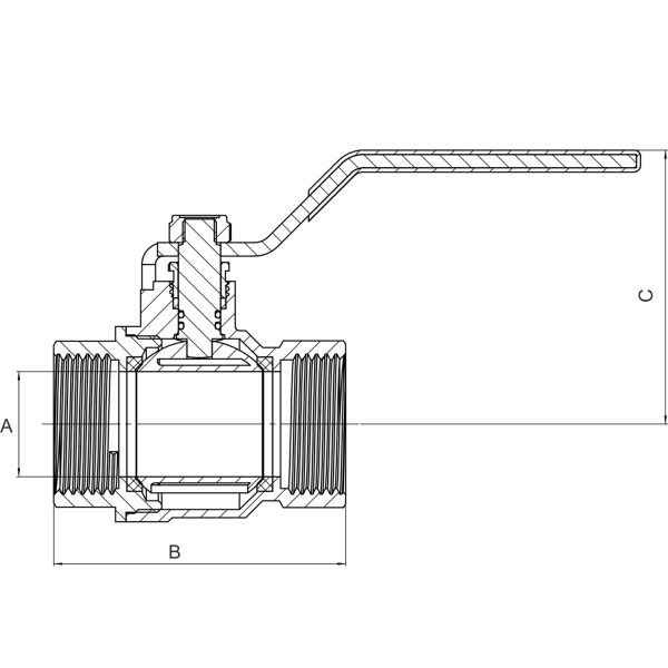 Шаровой кран ASG 1/2″ ВВ прямой, латунь (6552934)
