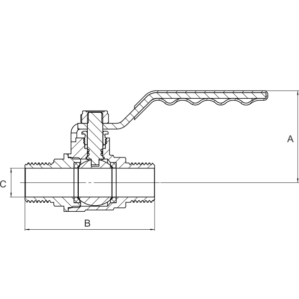 Шаровой кран ASG+ 1/2″ НН прямой, латунь (6554290)