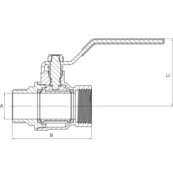 Шаровой кран ASG+ 3/4″ ВН прямой, латунь (6553008)