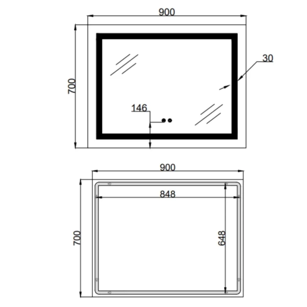 Зеркало для ванной комнаты Lidz Kubis KU1 700x900 прямоу ...
