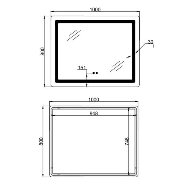 Зеркало для ванной комнаты Lidz Kubis KU2 800x1000 прямо ...