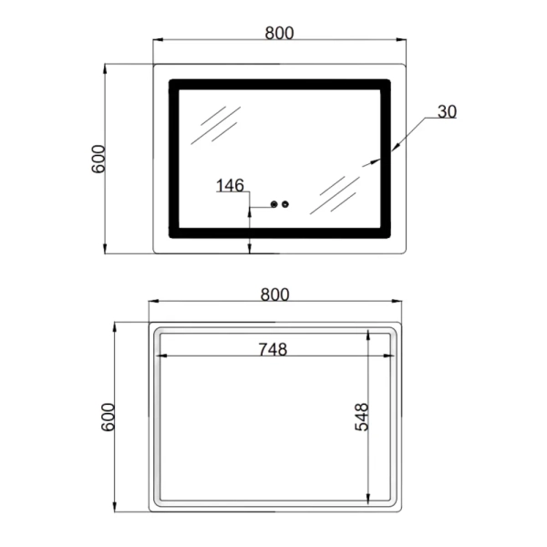 Зеркало для ванной комнаты Lidz Kubis KU2 600x800 прямоу ...