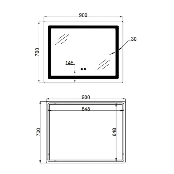 Зеркало для ванной комнаты Lidz Kubis KU2 700x900 прямоу ...