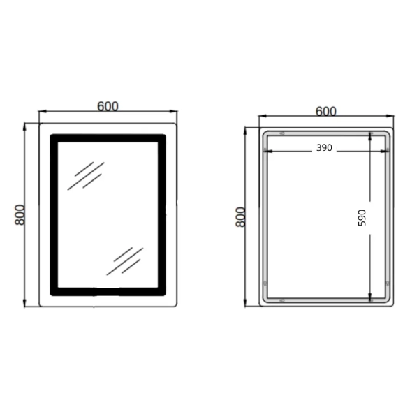 Зеркало для ванной комнаты Qtap Cardinal CA2 800x600 пря ...