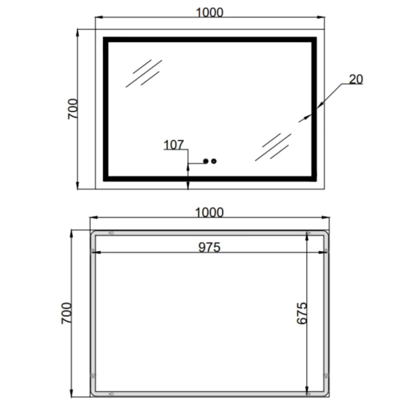 Зеркало для ванной комнаты Qtap Mideya MI1 700x1000 прям ...