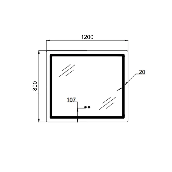 Зеркало для ванной комнаты Qtap Mideya MI1 800x1200 прям ...
