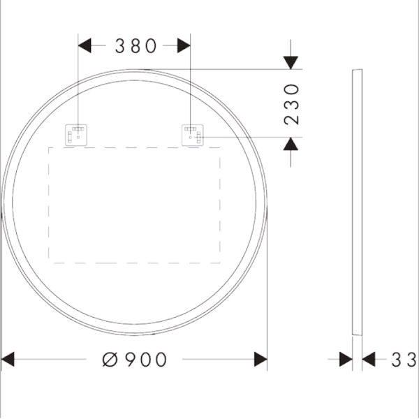 Зеркало для ванной комнаты Hansgrohe Xarita Lite S 900x9 ...