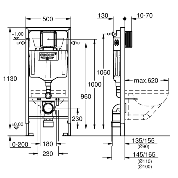 Комплект 2в1 инсталляция для унитаза GROHE Rapid SL (387 ...