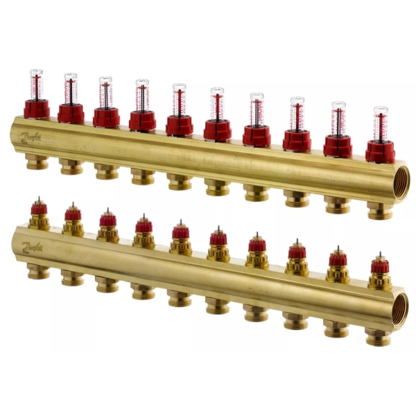 Коллектор теплого пола Danfoss 3/4″ c 3 выходами, с расх ...