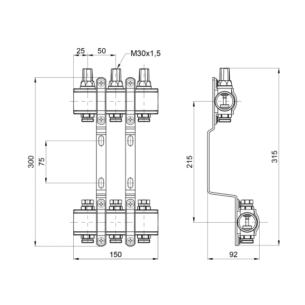 Коллектор теплого пола Thermo Alliance Forte 1"х3/4" 3 в ...